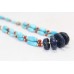 Necklace 925 Sterling Silver beads blue turquoise lapis lazuli stones P 408